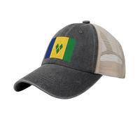 Casquette Trucker Ajustable avec Drapeau De Saint-Vincent-Et-Les-Grenadines Imprimé pour Grandes Têtes Vintage Dos en Maille Unisexe Protection UV pour Le Sport Et La Course À Pied en Été