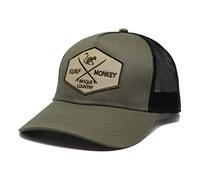 Casquette trucker pour Homme - Visière semi courbée - Taille unique - 5 panneaux - Ajustable par réglette plastique rétro Snapback - Envoi gratuit - surfer sur le pays basque (Vert Noir)