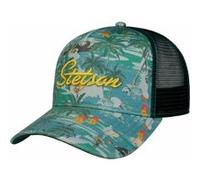 STETSON Casquette Trucker Surf Island Homme - Curved Brim Cap de Baseball Snapback, avec visière, Doublure Été Printemps-été - Taille Unique Vert-Bleu