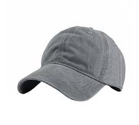 Casquette unie légère et réglable en coton délavé Casquette basse classique pour homme et femme Visière foncée, gris, Taille unique