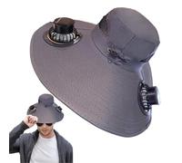 Casquette Ventilateur à Large Bord, Solar Fan Hat, Chapeaux De Randonnée Homme pour Recharge Solaire Et USB, avec 2 Ventilateurs, pour La Randonnée, Le Camping, La Pêche, 48-56 Cm
