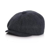 Casquette vintage Newsboy en tweed - Béret plat pour enfants - Chapeaux pour garçons, bleu marine, 4-7 ans