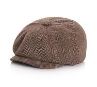 Casquette vintage Newsboy en tweed - Béret plat pour enfants - Chapeaux pour garçons, café, 4-7 ans