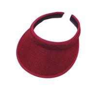 Casquette Visière de Pare Soleil Réglable Unisexe en Paille Anti-UV Épousez Votre Coiffure sans Compression Large Bord pour Plage et Golf (Rouge)