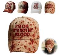 Casquettes De Baseball Decoration Halloween - Casquette Homme Baseball à ProblèMe RéSolu Pour Femmes Hommes, Je Vais Bien, Ce N'Est Pas Mon Sang, D'Horreur Casquettes Halloween Decoration. (A)