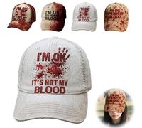 Casquettes De Baseball Decoration Halloween - Casquette Homme Baseball à ProblèMe RéSolu Pour Femmes Hommes, Je Vais Bien, Ce N'Est Pas Mon Sang, D'Horreur Casquettes Halloween Decoration. (D)