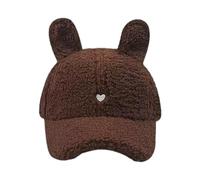 Casquettes de baseball pour fille avec casquette de baseball réglable coupe-vent en peluche chaude pour filles, cadeau de Nouvel An, peluche d'hiver, Couleur café., Taille unique
