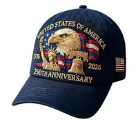 Casquettes De Baseball Pour Hommes - 23,6 Pouces, 250e Anniversaire De L'Amérique, Respirantes | Casquette Patriotique Brodée, Pare-soleil Pour Anciens Combattants, Jour Commémoratif Et Réunions De
