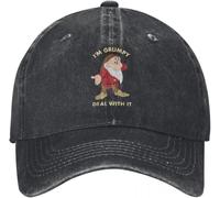 Casquettes de baseball pour hommes et femmes, blanc je suis grincheux Deal with It Unisexe Style Casquette de baseball Cartoon Chapeau en denim en détresse Extérieur toutes les saisons Voyage Couvre