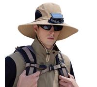 Casquettes de ventilation à énergie solaire avec tissu polyester léger réglable pour la pêche, la randonnée, la pêche, les chapeaux de refroidissement solaire, kaki, Taille unique