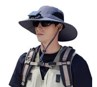 Casquettes de ventilation à énergie solaire avec tissu polyester léger réglable pour la pêche, la randonnée, la pêche, les chapeaux de refroidissement solaire, gris foncé, Taille unique
