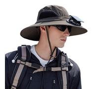 Casquettes de ventilation à énergie solaire avec tissu polyester léger réglable pour la pêche, la randonnée, la pêche, les chapeaux de refroidissement solaire, vert militaire, Taille unique