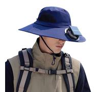 Casquettes de ventilation à énergie solaire avec tissu polyester léger réglable pour la pêche, la randonnée, la pêche, les chapeaux de refroidissement solaire, bleu marine, Taille unique