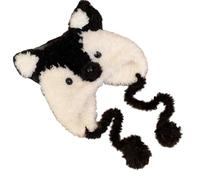 Casquettes d'hiver confortables sur le thème des animaux pour enfants en tissu à motif léopards et protection des oreilles d'animal chapeau d'hiver pour enfants, Noir , taille unique