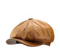 Casquettes Gavroche rétro Homme/Femme, Chapeaux octogonaux Homme Automne/Hiver, bérets Style Gavroche,Yellowish Brown,XXL