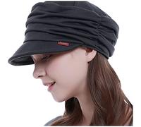 Casquettes Lampe à Bord Souple Langue Mode Dome Chapeau de Soleil Plissé Femme Accessoire Casquette Plate Noir, Noir , taille unique