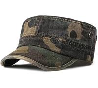 Casquettes militaires rétro délavées en coton pour cadet, camouflage vert, 1