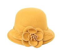 Casquettes pour homme et femme - Automne et hiver - Haut rond - Décontracté - Petit chapeau melon - Chapeau cloche moderne, jaune, M