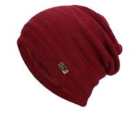 Casquettes tricotées pour femmes et hommes - Casquettes ouvertes en coton - Protège-oreilles - Casquette chaude pour homme et femme, bordeaux, Taille unique