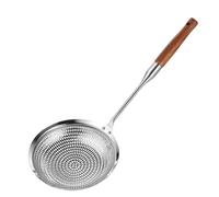 Casqueur d'araignée, cuillère d'écumoire en acier inoxydable avec poire en bois à longue poignée à usage multi-usage ustensile pour la cuisson, la drainage, la friture