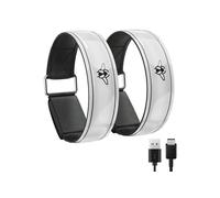 Casr Brassards lumineux LED rechargeables – Pack de 2 Noir et Argent