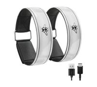 Casr Brassards lumineux LED rechargeables – Pack de 2 Noir et Argent