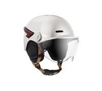 Casr Casque LED Glow – Visière XL / cache-oreilles amovibles / clignotants+télécommande – Crème L