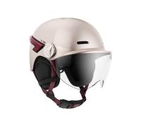 CASR Glow - Casque LED pour Vélo & Trottinette - Visière XL & Cache-Oreilles Amovibles, Clignotants arrières & Télécommande - Joli Design Urbain pour Homme & Femme - Rose Transparant - Taille M