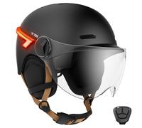 CASR Glow - Casque LED pour Vélo & Trottinette-Visière XL & Cache-Oreilles Amovibles, Clignotants arrières & Télécommande-Joli Design Urbain pour Homme & Femme - Noir - Taille M