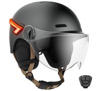 CASR Glow - Casque LED pour Vélo & Trottinette - Visière XL & Cache-Oreilles Amovibles, Clignotants arrières & Télécommande - Joli Design Urbain pour Homme & Femme - Gris - Taille L