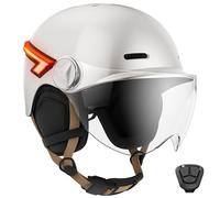 Casque LED avec Visière pour Vélo & Trottinette Glow - Ivoire Brillant - L