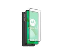 Casr Coque arrière Moto G85 semi-rigide + protège-écran en verre trempé Noir