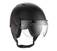 CASR Style - Casque Lifestyle Urbain pour Vélo & Trottinette Electrique - Visière Transparente & Cache-Oreille Amovibles - Confort Optimal pour Homme & Femme - Noir Métallisé - Taille L