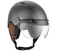 CASR Style - Casque Lifestyle Urbain pour Vélo & Trottinette Electrique - Visière Transparente & Cache-Oreille Amovibles - Confort Optimal pour Homme & Femme - Gris - Taille L