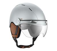 CASR Style - Casque Lifestyle Urbain pour Vélo & Trottinette Electrique - Visière Transparente & Cache-Oreille Amovibles - Confort Optimal pour Homme & Femme - Gris Bleu - Taille L