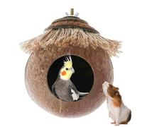 Cassade de poche, nid d'oiseaux - Cage d'oiseau de noix de coco avec couverture tissée, nid d'oiseau pour perroquet, hamster, écureuil, oiseau à l'écorce, pinsons | Hout de nidification naturelle pour