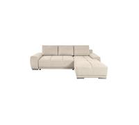 CASSANDRA - Canapé d'angle convertible avec coffre en tissu - Beige - Angle Droit
