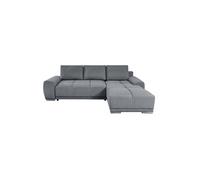 CASSANDRA - Canapé d'angle convertible avec coffre en tissu - Gris - Angle Droit