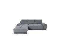 CASSANDRA - Canapé d'angle convertible avec coffre en tissu - Gris - Angle Gauche