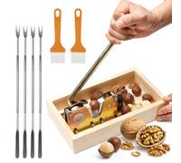 Casse-noisette, collecteur de noisettes et casse-noisettes avec fonction levier, taille réglable pour noix, noisettes, amandes, noix de pécan et châtaignes, avec 3 fourchettes à noix et brosses