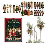 Casse-Noisette de l'Avent - Vingt-Quatre Jours 2025 Noël 2D Figurine Casse-Noisette,Pendentif de Compte à Rebours pour les Vacances | Pour Voiture Maison Fenêtre Cheminée Chambre Salon