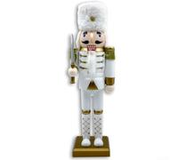 Casse-noisette de Noël, 30 x 10 x 8 cm, décorations de bureau en or blanc, décoration de bureau, décoration 30 cm en or blanc, motif soldats de Noël, décoration casse-noisette (C)