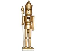 Casse-Noisette de Noël Roi avec Sceptre, Grand décor d'étagères de Festival de Table de Casse-Noisette de Noël, Tons dorés, 15" de Haut