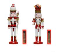 Casse-noisette décoratif en bois de 38,1 cm avec couronne de fraises, accent classique de vacances pour cheminées, tables et présentations saisonnières (A+B)