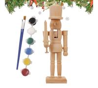 Casse-Noisette En Bois - 20 Cm Peignez Votre Propre Soldat | Ensemble D'artisanat 3 Pièces Avec Pinceau Et Couleurs | Figurine En Bois Inachevé, Ornement Pour Et Adultes, Décoration Quotidienn