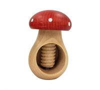 Casse-noisette en bois en forme de champignon - Mécanisme à vis - Facile à utiliser pour les noix, cadeau de Noël et décoration de la maison (rouge)