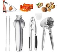 Casse Noisette en Métal, Pince Chataigne Multifonctionnels Clip avec 2 aiguilles en noyer, Casse Noisette Poignée Antidérapante, Casse Noix en Alliage d'aluminium, Casse Noix Conique, pour Noix