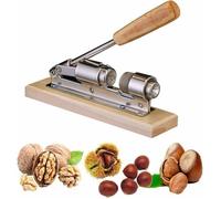 Casse-Noisette Manuel en Noyer et Inox avec Base en Bois pour Noisettes, Amandes, Châtaignes