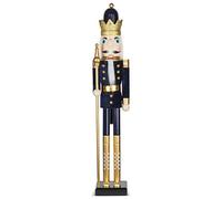 Casse Noisette Noel geant 120 cm Grand XXL Bleu Roi Soldat Casse-Noisette de Noël en Bois Grandeur Nature avec Support Décoration de Noël