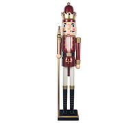 Casse Noisette Noel geant 120 cm Grand XXL Rouge Roi Soldat Casse-Noisette de Noël en Bois Grandeur Nature avec Support Décoration de Noël